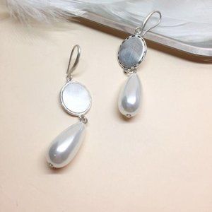 Handmade Pearl Silver Drop Earrings